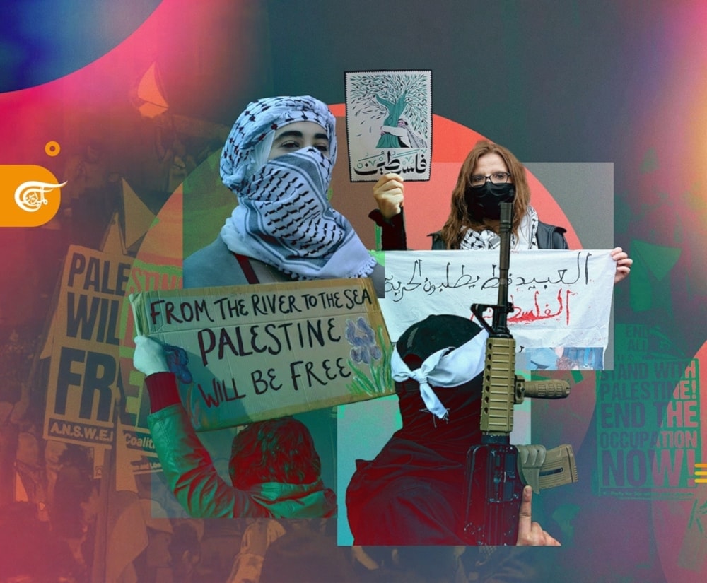 Graphic illustrating Lebanese youth's support for the Palestinian cause. Photo: Al Mayadeen English.