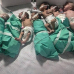Newborn babies in al-Shifa hospital are taken out of the incubators due to a lack of oxygen, then swaddled and laid down seven or eight to a bed in a desperate effort to keep them warm and alive. Photo: Reuters.