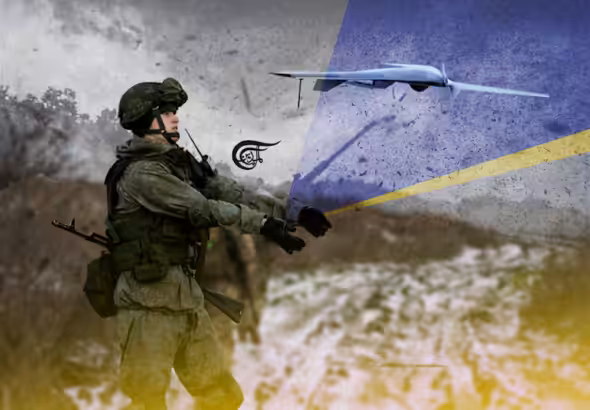 A Ukrainian soldier in the battlefield. Illustration: Zeinab El-Hajj/Al Mayadeen English.