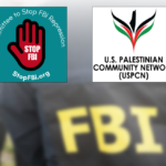 A graphic depicts the logos of the Committee to Stop FBI Repression and the US Palestinian Community Network. Photo: FightBackNews.