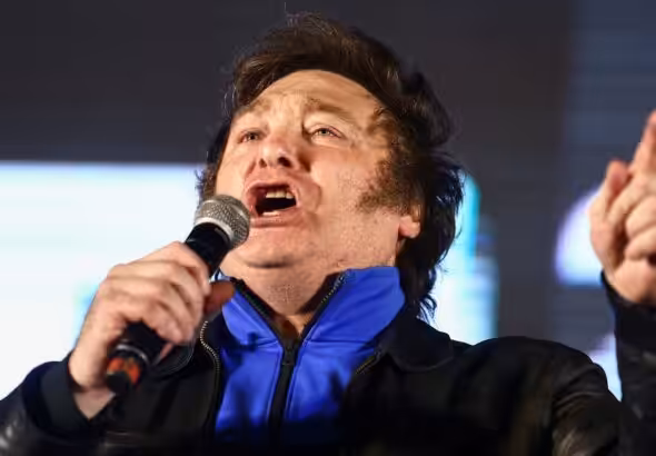 Right-wing libertarian Javier Milei has been elected president of Argentina. Photo: Sky News.