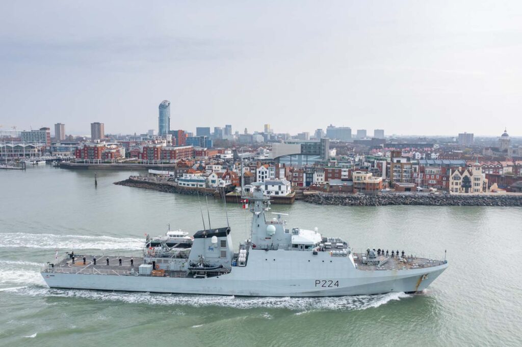 HMS Trent arriving at Gibraltar in 2021. Photo: UK Royal Navy/File photo.