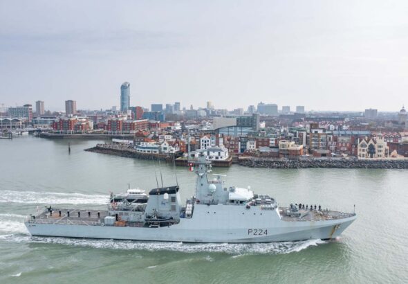 HMS Trent arriving at Gibraltar in 2021. Photo: UK Royal Navy/File photo.