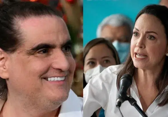 Recently released Venezuelan diplomat Alex Saab (left) and Venezuelan far-right politician María Corina Machado (right). Photo: El Diario Tricolor.