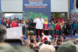President Nicolás Maduro speaks on the new stage of Venezuela's defense of the Essequibo territory as mandated by the December 3 consultative referendum, at an official event in Caracas, December 8, 2023. Photo: Presidential Press.