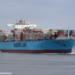 Maersk Gibralter, the container ship drone striked by Yemeni Ansarallah naval forces. Photo: Scheepvartwest/File photo.