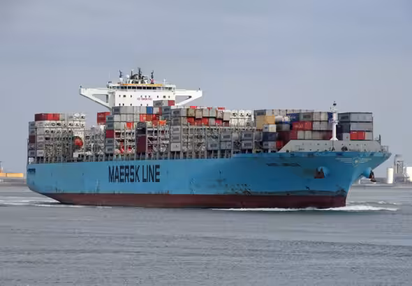 Maersk Gibralter, the container ship drone striked by Yemeni Ansarallah naval forces. Photo: Scheepvartwest/File photo.
