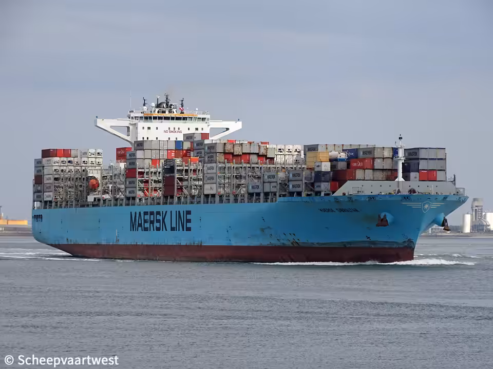 Maersk Gibralter, the container ship drone striked by Yemeni Ansarallah naval forces. Photo: Scheepvartwest/File photo.