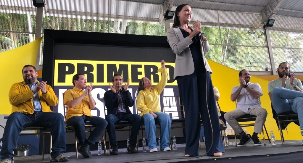 Venezuelan far-right politician María Corina Machado at an opposition event. File photo.