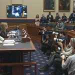 The presidents of Harvard, the University of Pennsylvania, and MIT sit for the December 5 congressional hearing. Photo: C-SPAN.