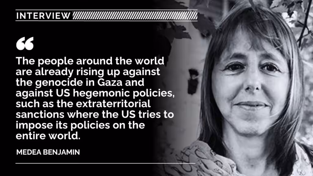 Medea Benjamin alongside a quote of hers. Photo: Venezuelanalysis.