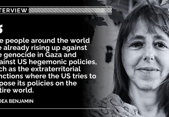 Medea Benjamin alongside a quote of hers. Photo: Venezuelanalysis.