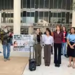 Members of the Tampa 5 speaking outside the courthouse. Photo: Fight Back! News/staff.