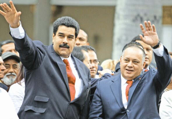Venezuelan President Nicolás Maduro (left) and Deputy Diosdado Cabello (right) during a ceremony in Venezuela's National Assembly in 2013. Photo: Carlos Garcia Rawlins/Reuters/File photo.
