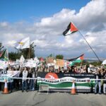 Anti-imperialists and progressive protest in front of the UK military base in Akrotiri. Photo: Pancyprian Peace Council.