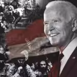 Compilation image of Joe Biden over a backdrop of the Iraqi and Islamic State flags as well as US militants. Photo: The Cradle.