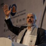 Hamas co-founder Khaled Mashaal speaks at an October 2018 forum in Istanbul. Photo: Omar Shagaleh/Anadolu Agency/Getty Images.