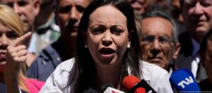 Venezuelan far-right politician María Corina Machado at a press conference on January 29, 2024. Photo: Ariana Cubillos/AP/Picture alliance.