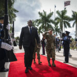US Secretary of Defense Lloyd Austin and Gen. Laura Richardson, commander of US Southern Command, arrive at SOUTHCOM headquarters, July 25, 2022. Photo: Chad McNeeley/DoD.