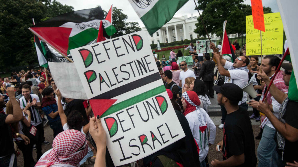 Pro Palestinian demonstration in front of the White House. Photo: AFP.