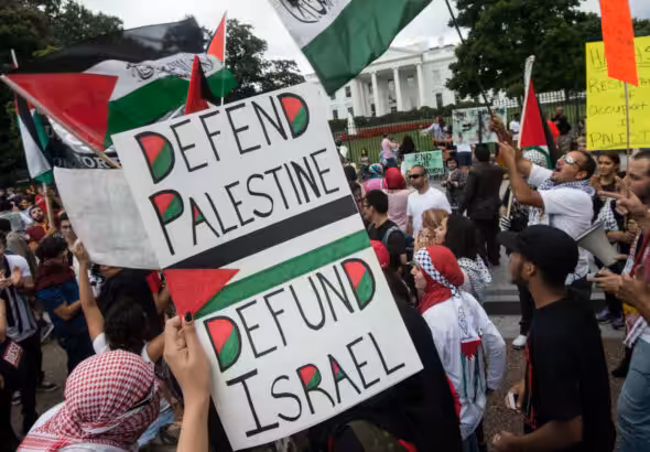 Pro Palestinian demonstration in front of the White House. Photo: AFP.