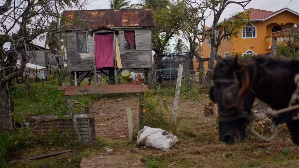 A home in Ann's Grove, Guyana, April 2023. Photo: AP Photo/Matias Delacroix.