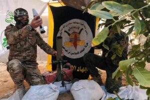 Palestinian Resistance fighters from Al-Quds Brigades operate a mortar in January, 2024. Photo: Saraya Al-Quds Telegram Channel.