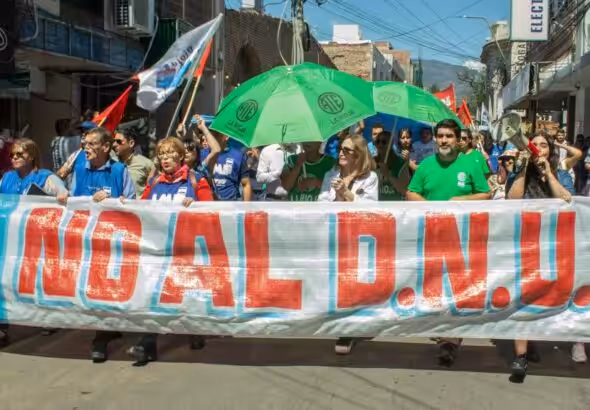 A march in the Argentinian city of La Rioja in protest against President Milei's neoliberal reforms. Photo: CTA Autónoma.