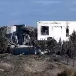 The building described as ‘Mossad Headquarters’ in Iraqi Kurdistan with underground facilities for conducting covert operations hit by Iranian missile attack, Erbil, Northern Iraq, January 15, 2024. Photo: Safin Hamid/AFP.
