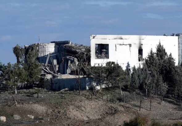 The building described as ‘Mossad Headquarters’ in Iraqi Kurdistan with underground facilities for conducting covert operations hit by Iranian missile attack, Erbil, Northern Iraq, January 15, 2024. Photo: Safin Hamid/AFP.