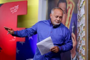 PSUV First Vice President Diosdadoi Cabello during an episode of his TV program Con el Mazo Dando. Photo: X/@ConelMazoDando.