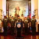 Venezuelan Defense Minister Vladimir Padrino joined by the high military command while reading a statement condemning recently revealed terrorist plots linked to the US DEA and CIA on Tuesday, January 22, 2024. Photo: X/Educacion_MPDD.