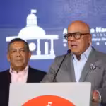 The president of the Venezuelan National Assembly, Deputy Jorge Rodriguez, head of the Venezuelan government delegation to the dialogue with the opposition, addresses a press conference, January 29, 2024. Photo: Últimas Noticias.