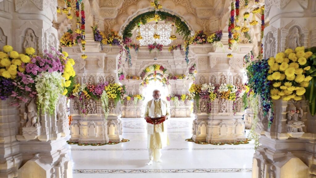 Indian PM Narendra Modi at the Ram temple in Ayodhya. Photo: BJP.