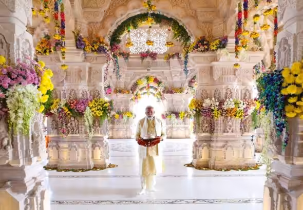 Indian PM Narendra Modi at the Ram temple in Ayodhya. Photo: BJP.