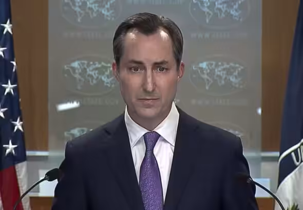 US State Department spokesperson Matthew Miller at a press briefing on June 23, 2023. Photo: The Times of Israel.