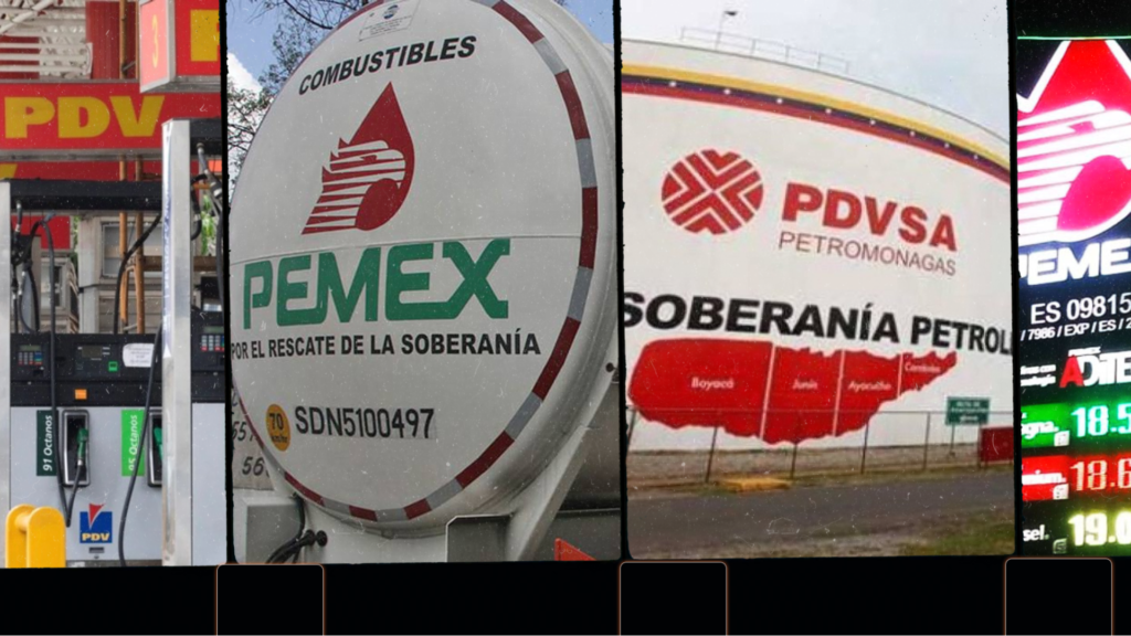 Photo composition showing the mottos of PEMEX and PDVSA, both containing "sovereignty" in their mottos. Photo: Orinoco Tribune.
