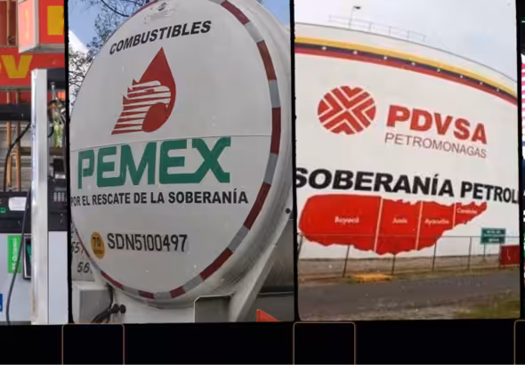 Photo composition showing the mottos of PEMEX and PDVSA, both containing "sovereignty" in their mottos. Photo: Orinoco Tribune.