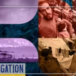 Compilation image that reads 'Investigation,' also depicting the horrible conditions Palestinians are enduring in Occupied Gaza and West Bank as well as IOF military equipment. Photo: PressTV.