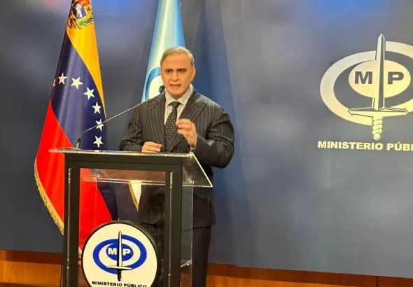 Venezuelan Attorney General Tarek William Saab gives statements to the press on January 22, 2024, about terrorist plots unveiled last year. Photo: X/@TarekWilliamSaab.