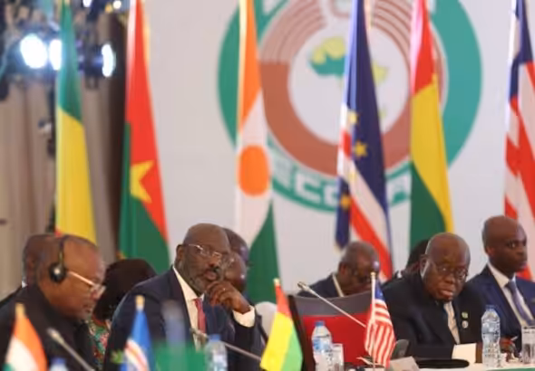 The leaders of the ECOWAS member countries at the 64th summit in the city of Abidjan, Ivory Coast, on December 10, 2023. Photo: AFP.