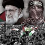 Photographic composition from left to right: The leader of the Yemeni Revolution, Seyed Abdulmalik Badreddin al-Houthi; the Supreme Leader of Iran, Ali Khamenei; the spokesperson for Al-Qassam Brigades, Abu Ubaida; Hezbollah leader Sayyed Nasrallah with a protest of people with Palestinian flags below. Photo: The Cradle.