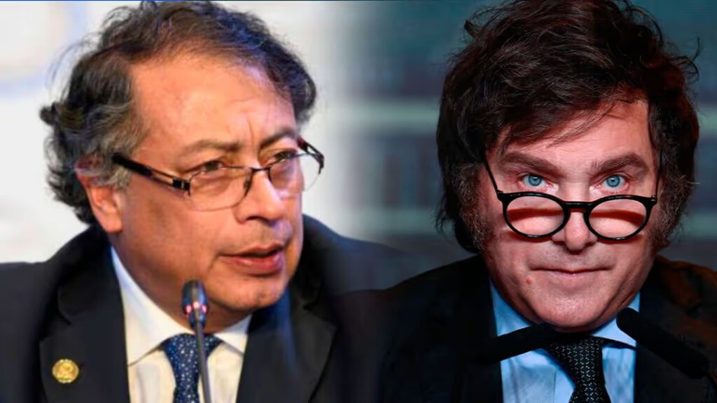 Colombian President Gustavo Petro (left) and his Argentinian counterpart Javier Milei (right). Photo: Canal1.