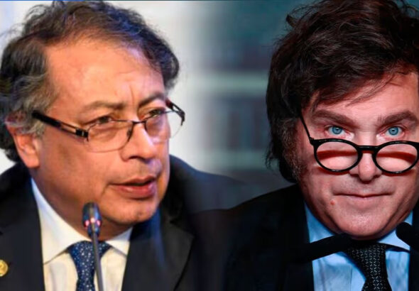 Colombian President Gustavo Petro (left) and his Argentinian counterpart Javier Milei (right). Photo: Canal1.