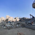 The destruction of Al-Faluja Neighborhood near Jabalia Camp in the Gaza Strip on January 1st 2024. Photo: Muhammad Mahmoud Balousha / Youssef Fares Channel.