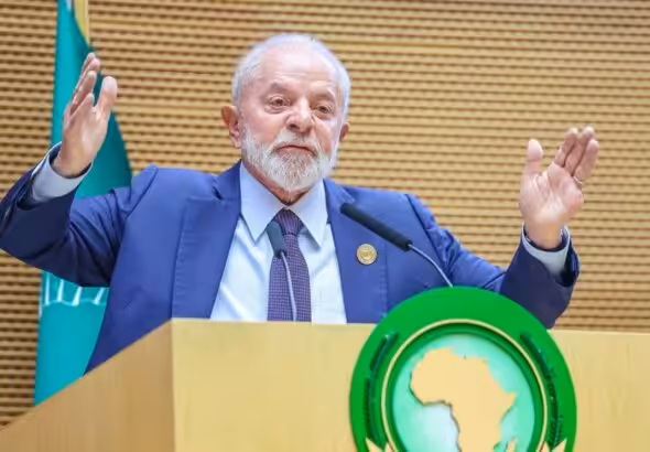 Brazilian President Luiz Inacio Lula da Silva speaking during the opening ceremony of the 37th Session of the Assembly of the African Union (AU) at the AU headquarters in Addis Ababa on February 17, 2024. Photo: Brazilian Presidency.