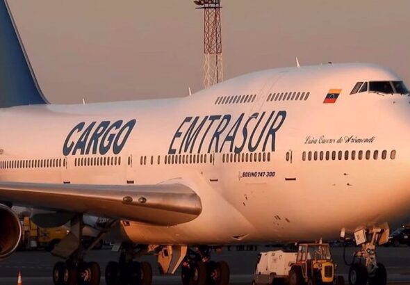 The file photo shows the Venezuelan-owned Boeing 747, operated by Venezuela’s state-owned Emtrasur cargo line, which has been illegally seized by the United States. Photo: PressTV.