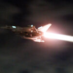 An RAF Typhoon aircraft takes off to conduct further strikes against Ansar Allah targets in Yemen from RAF Akrotiri, Cyprus, Feb. 3, 2024. Photo: Jake Green/Ministry of Defence/AP.