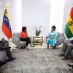 Venezuelan Vice President Delcy Rodríguez meets with Bolivian Foreign Affairs Minister Celinda Sosa, Caracas, Venezuela, February 16, 2024. Photo: X/@ViceVenezuela.