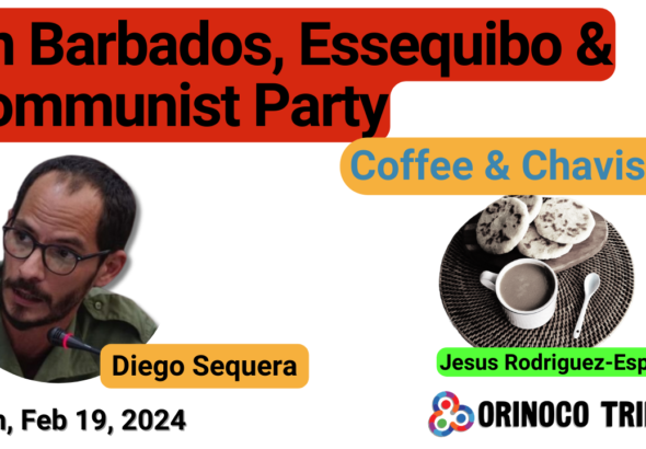 Poster for Orinoco Tribune's new episode of "Coffee and Chavistas," with Venezuelan analyst and founder of Misión Verdad Diego Sequera. Photo: Orinoco Tribune.
